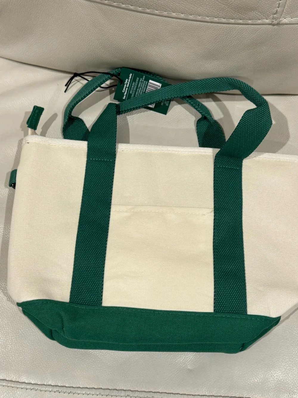 Starbucks Peanuts Cream Tote with Dark Green Accents